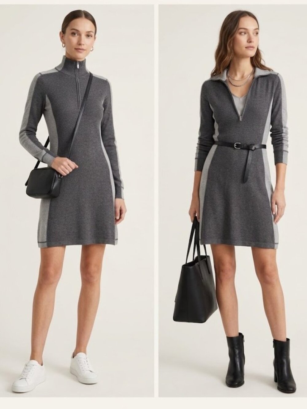 Tommy Bahama Grey Knit Sweater Dress Viscose Cotton Preppy Chic Athleisure XXS